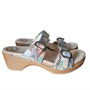 Dansko Adjustable Width Sophie Leather Multicolor Mosaic Tile Women's Sandals 8